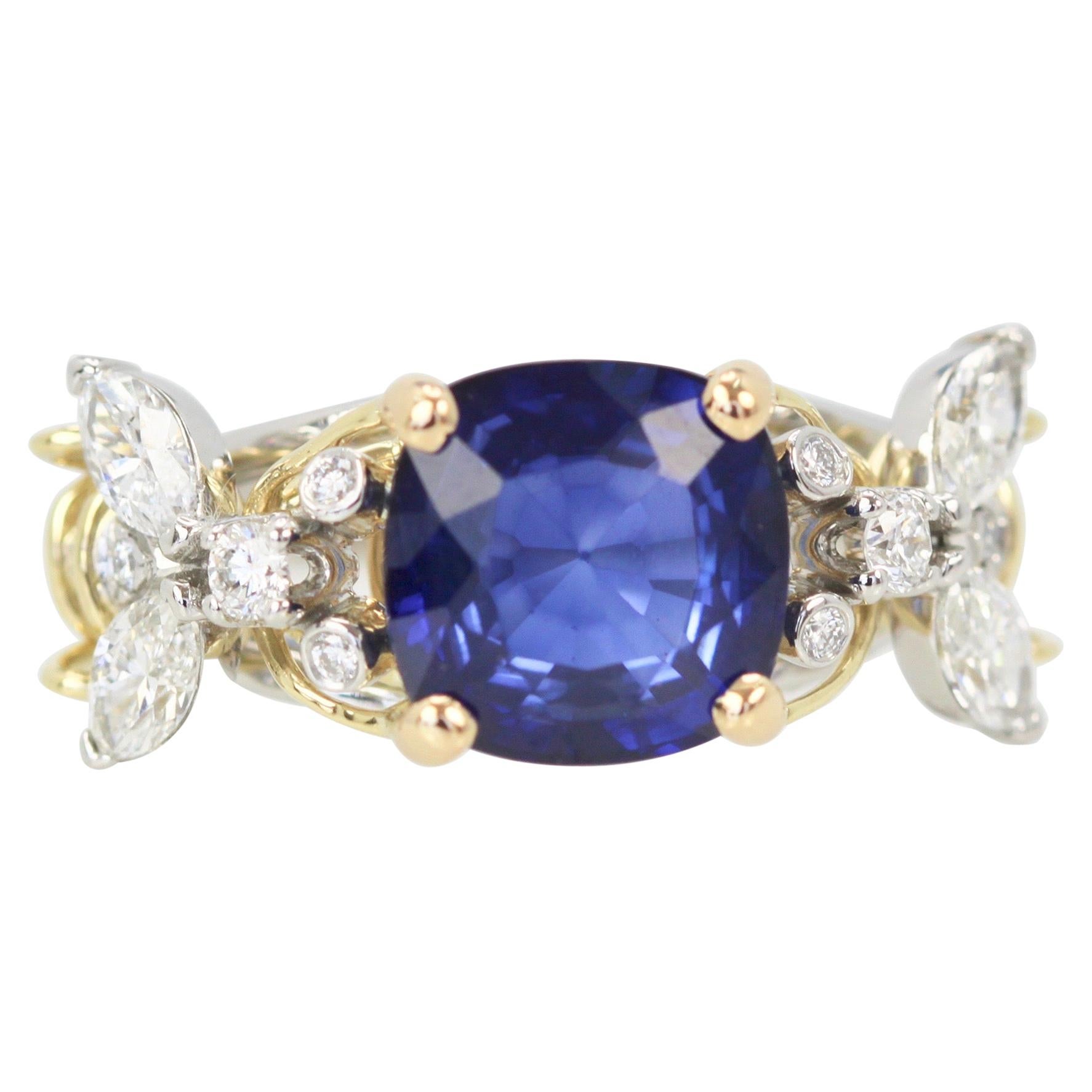 Tiffany & Co. Schlumberger Double Bee Ring with Blue Sapphire Diamonds