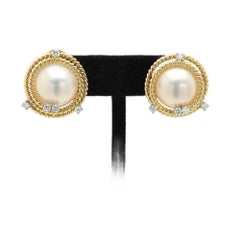 Tiffany & Co. Schlumberger Earrings Mabé Pearl and Diamond 'Rope Coil' Ear Clip