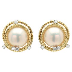 Tiffany & Co. Schlumberger Earrings Mabé Pearl and Diamond 'Rope Coil' Ear Clip