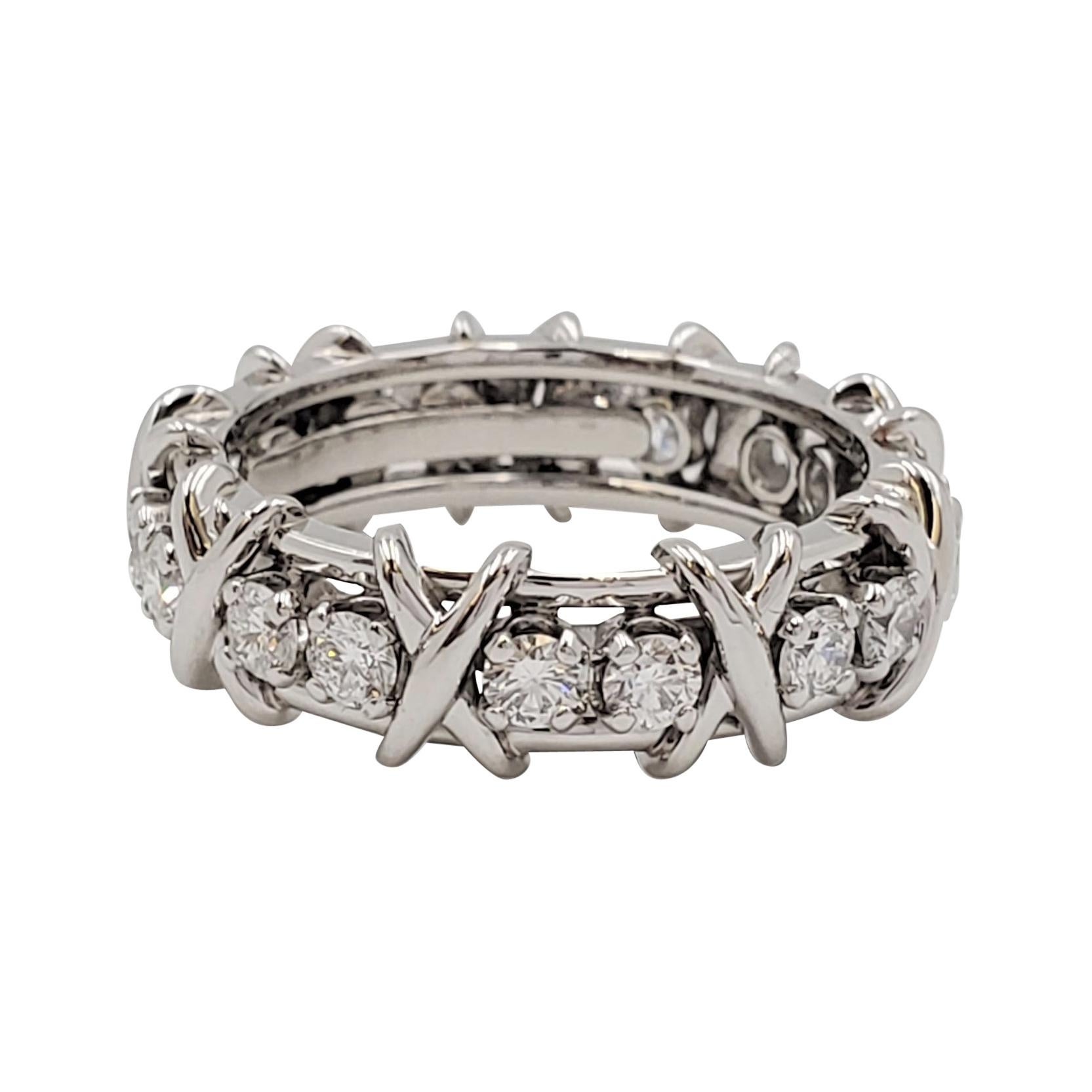 Tiffany & Co. Schlumberger 'Eighteen Stone' Platinum and Diamond Ring