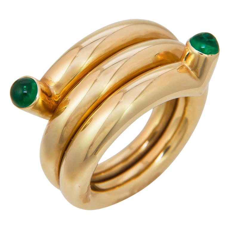 Tiffany & Co. Schlumberger Emerald and Gold Coil Ring