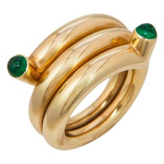 Retro Tiffany & Co. Schlumberger Emerald and Gold Coil Ring