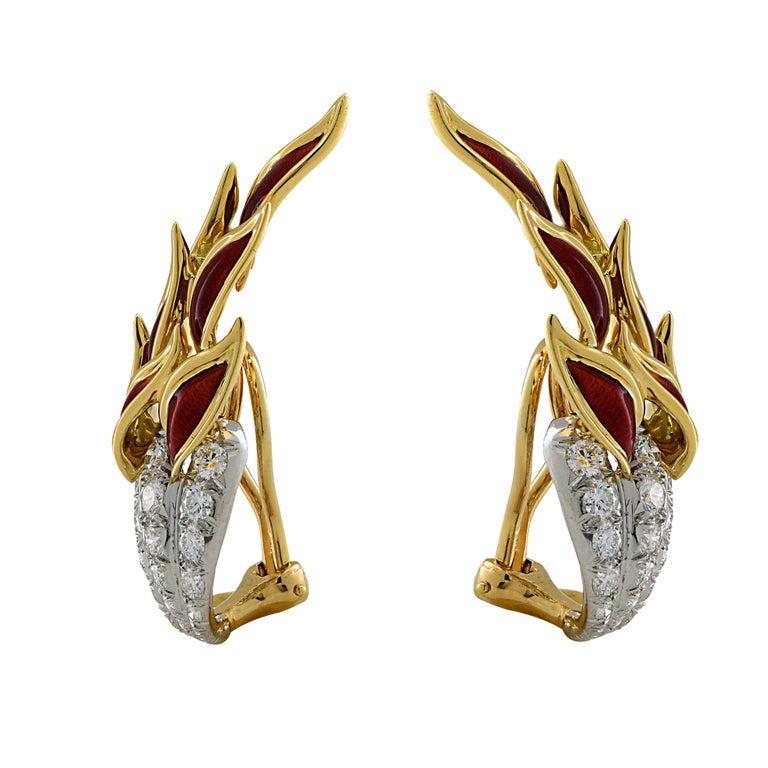 Tiffany and Co. Schlumberger Enamel Flame Earrings at 1stDibs | flame ...