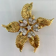 Tiffany & Co. Schlumberger Fern Leaf Diamond Brooch 18k Yellow Gold/Platinum