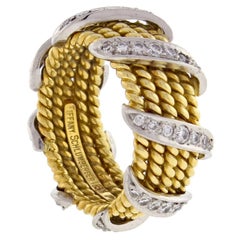 Tiffany & Co. Schlumberger Five-Row Diamond Gold Wrap Band Ring