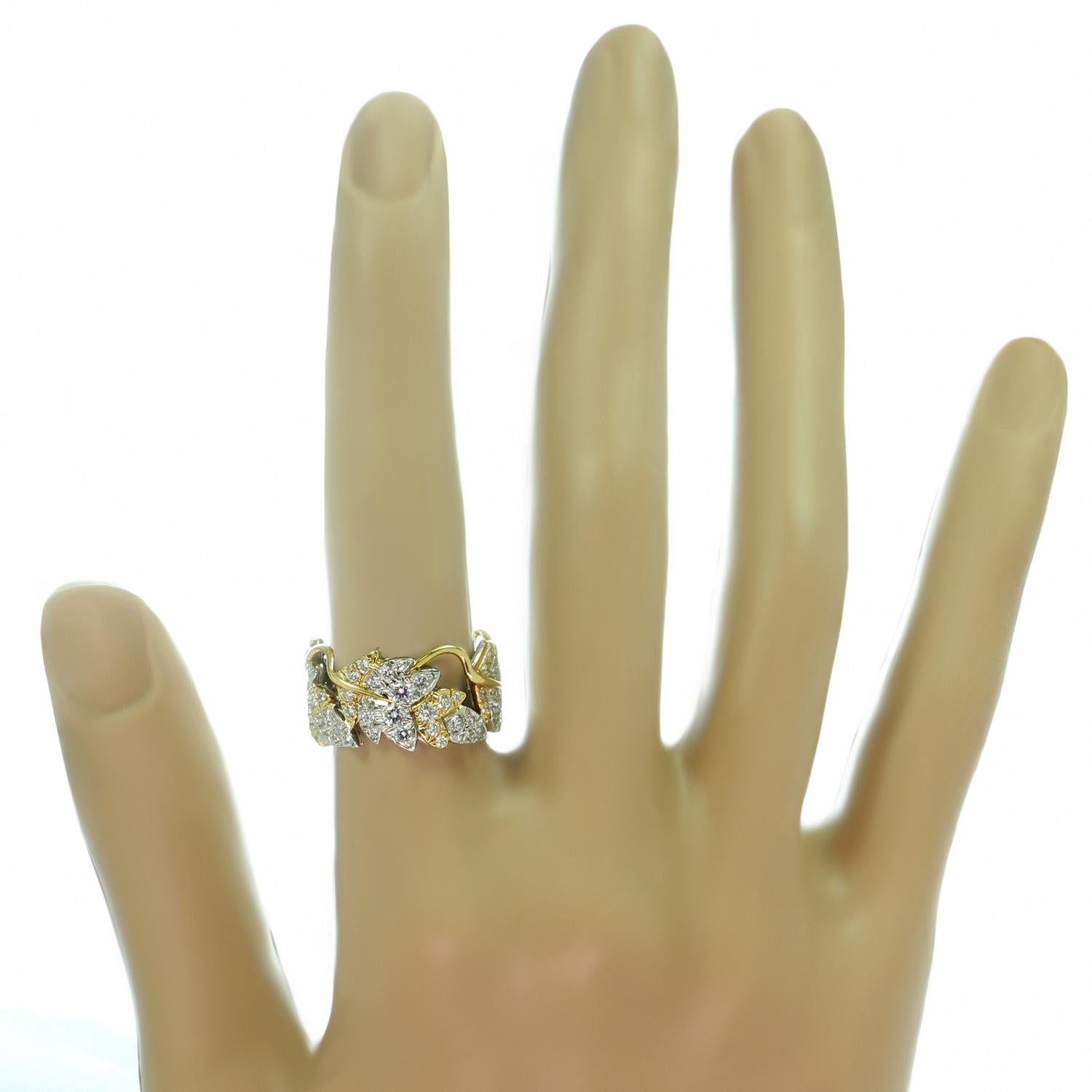 Women's Tiffany & Co. Schlumberger Four Leaves Diamond Platinum Yellow Gold Ring