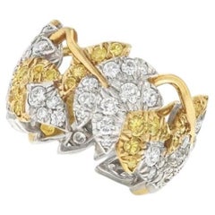 Tiffany & Co. Schlumberger Four Leaves Diamond Ring In 18K Gold And Platinum