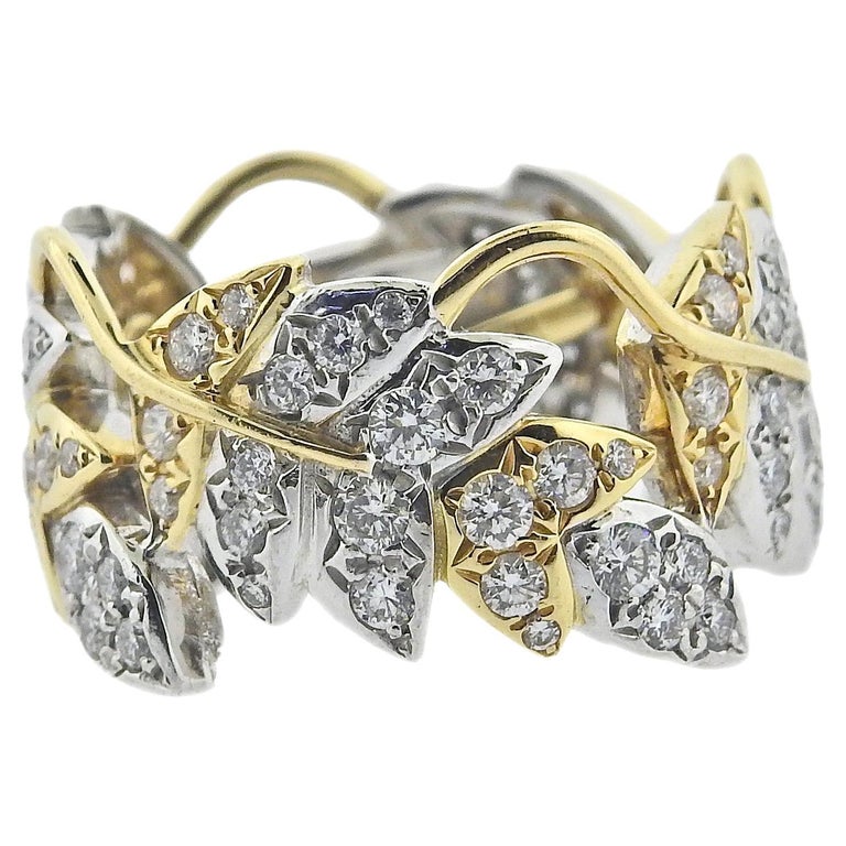 Bague Ornée De 2 Feuilles D'oxydes Blancs - Plaqué Or 18K - Taille Ajustable T50 à 62 - Marque Dolly-Bijoux