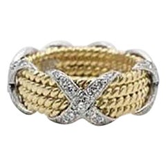 Tiffany & Co. Schlumberger Four-Row Rope Band Diamant Platine et Or 18k