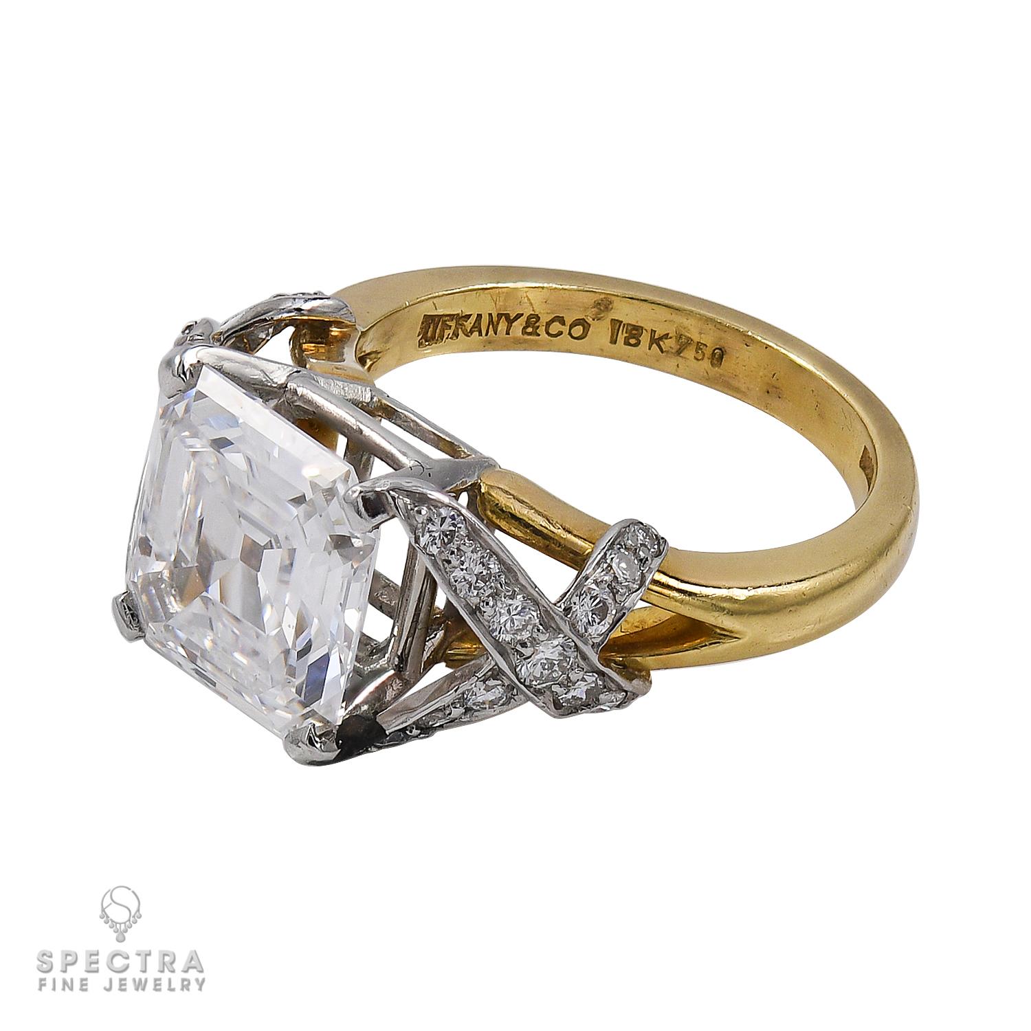 Tiffany & Co. Schlumberger GIA-zertifizierter Diamantring mit 3,92 Karat E-Farbe im Zustand „Gut“ im Angebot in New York, NY