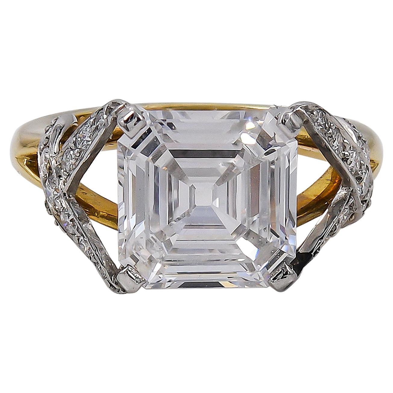 Tiffany & Co. Schlumberger GIA Certified 3.92 Carat E Color Diamond Ring For Sale