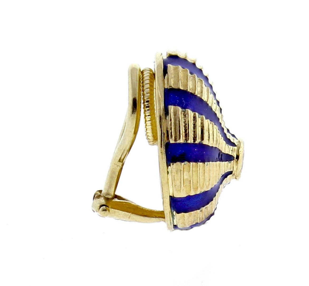 Tiffany & Co. ​Schlumberger Gold and Blue Enamel Large Taj Mahal Earrings 1
