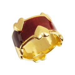 Tiffany & Co. Schlumberger Gold and Enamel Hearts Band Ring