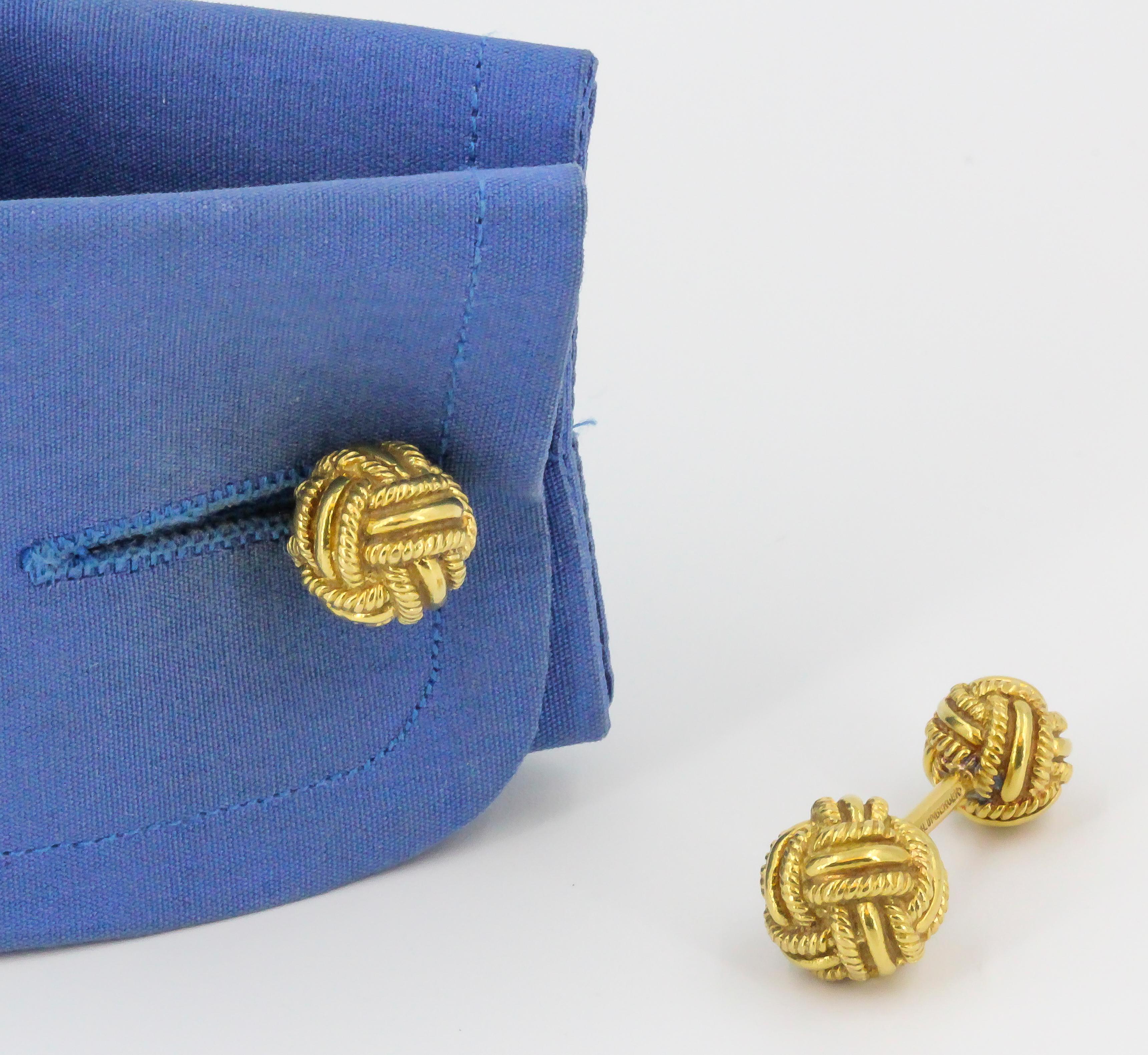 Tiffany & Co. Schlumberger Gold Knot Dumbbell Cufflinks In Good Condition In New York, NY