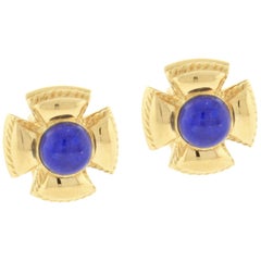 Tiffany & Co. Schlumberger Gold Lapis Earrings
