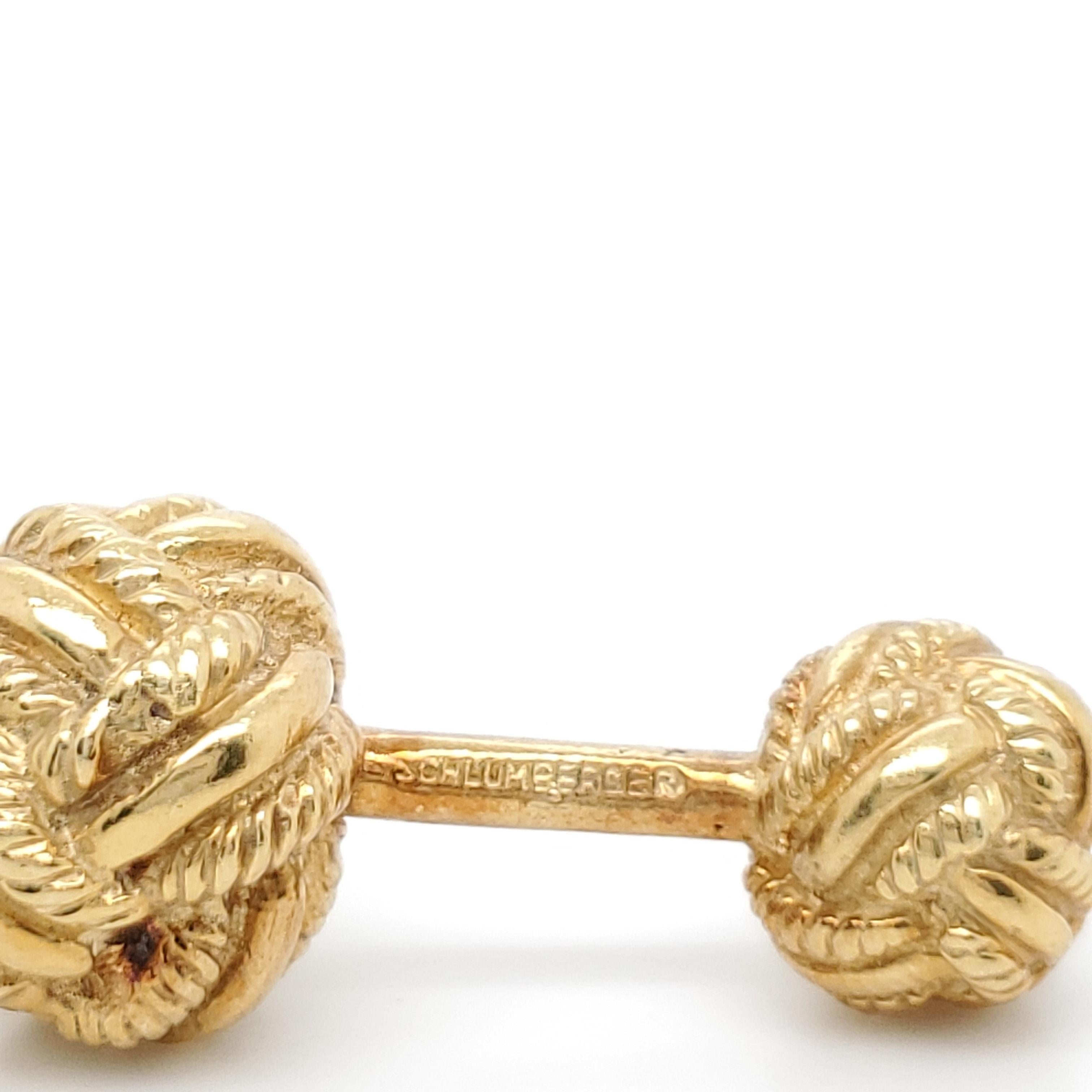 Tiffany & Co. Schlumberger Gold Woven Knot Cufflinks In Excellent Condition In New York, NY