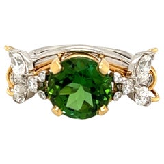 Retro Tiffany & Co. Schlumberger Green Tourmaline Diamond Gold Two Bees Ring
