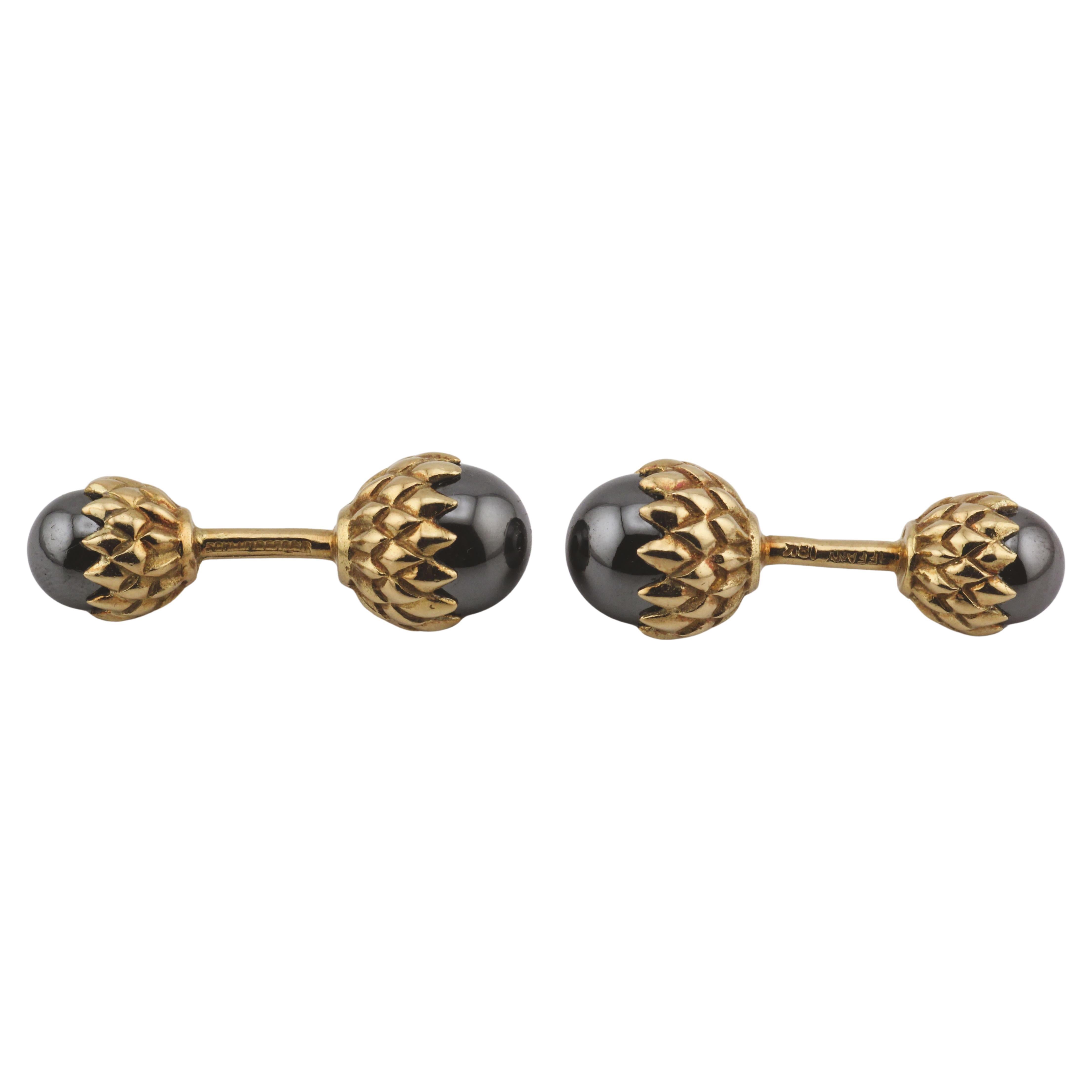 Tiffany & Co. Gemelos Bellota Schlumberger Hematites 18K Oro Amarillo Corto