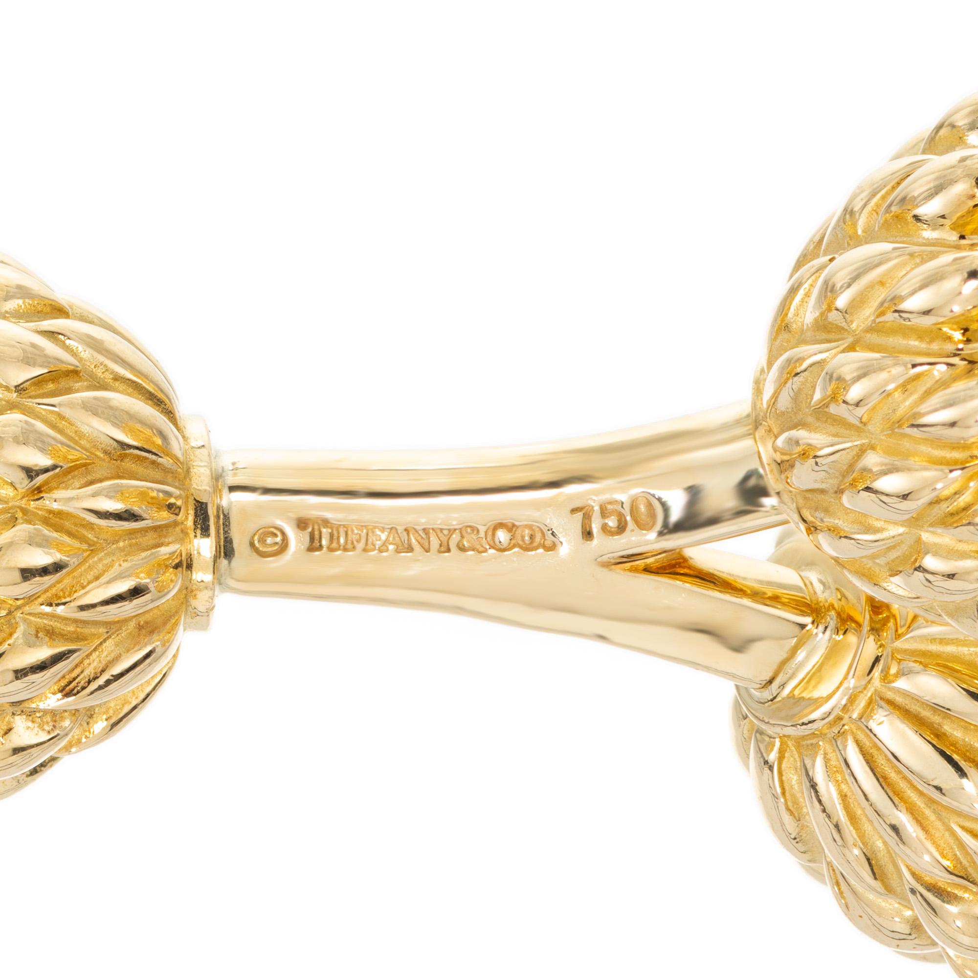 Tiffany & Co Schlumberger Boutons de manchette à double gland en or jaune et hématite  Bon état - En vente à Stamford, CT