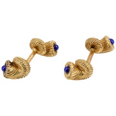 Tiffany & Co. Schlumberger Lapis 18 Karat Gold Cornucopia Cufflinks