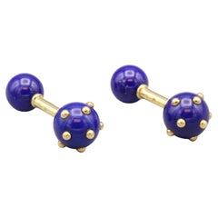 Tiffany & Co. Schlumberger Lapis 18 Karat Gold Dumbbell Cufflinks