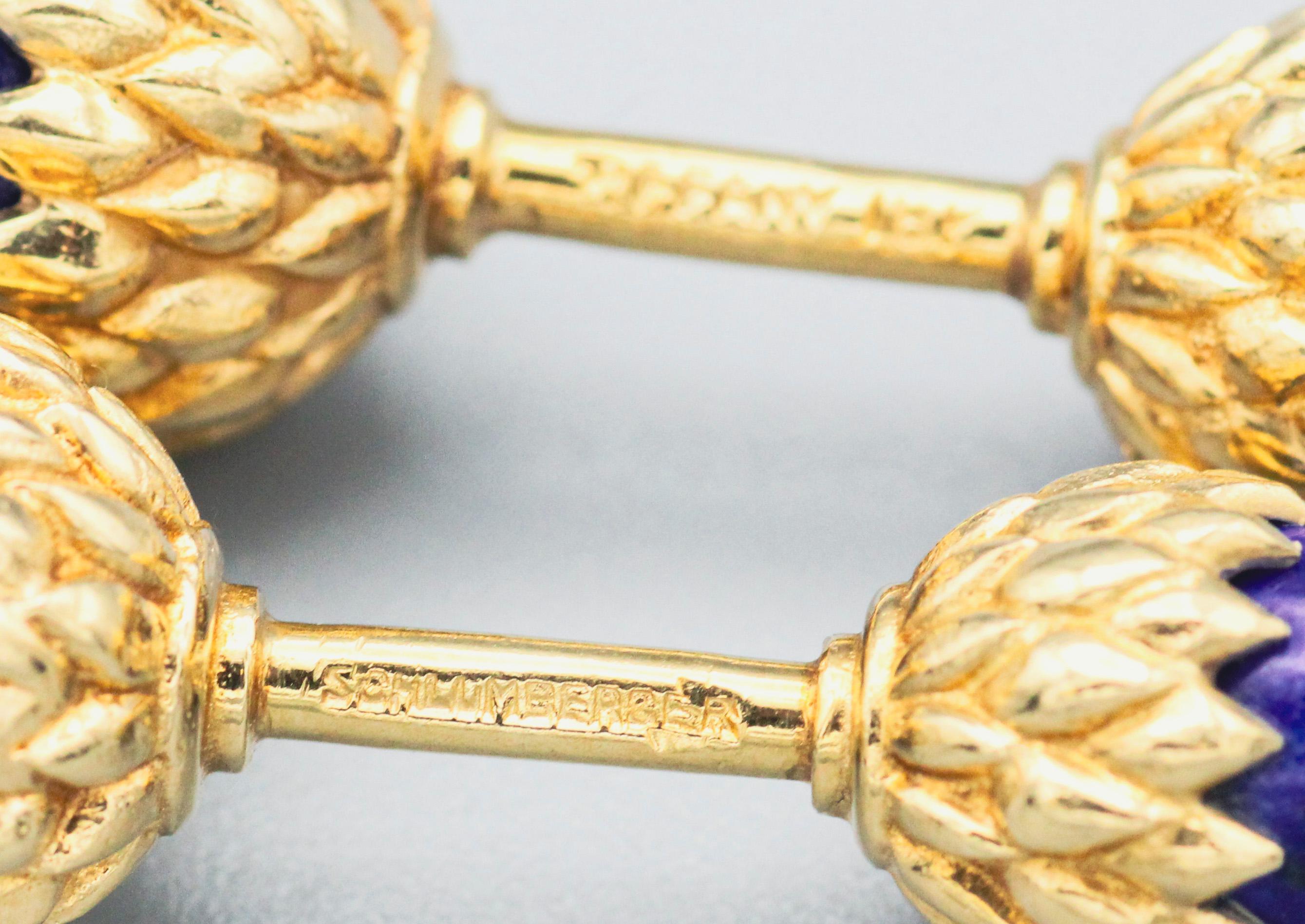 Men's TIFFANY & CO.  SCHLUMBERGER Lapis 18k Gold Acorn Cufflinks For Sale