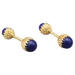 TIFFANY & CO.  SCHLUMBERGER Lapis 18k Gold Acorn Cufflinks