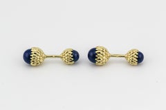 Tiffany & Co. Schlumberger Lapis Lazuli 18K Yellow Gold Acorn Cufflinks