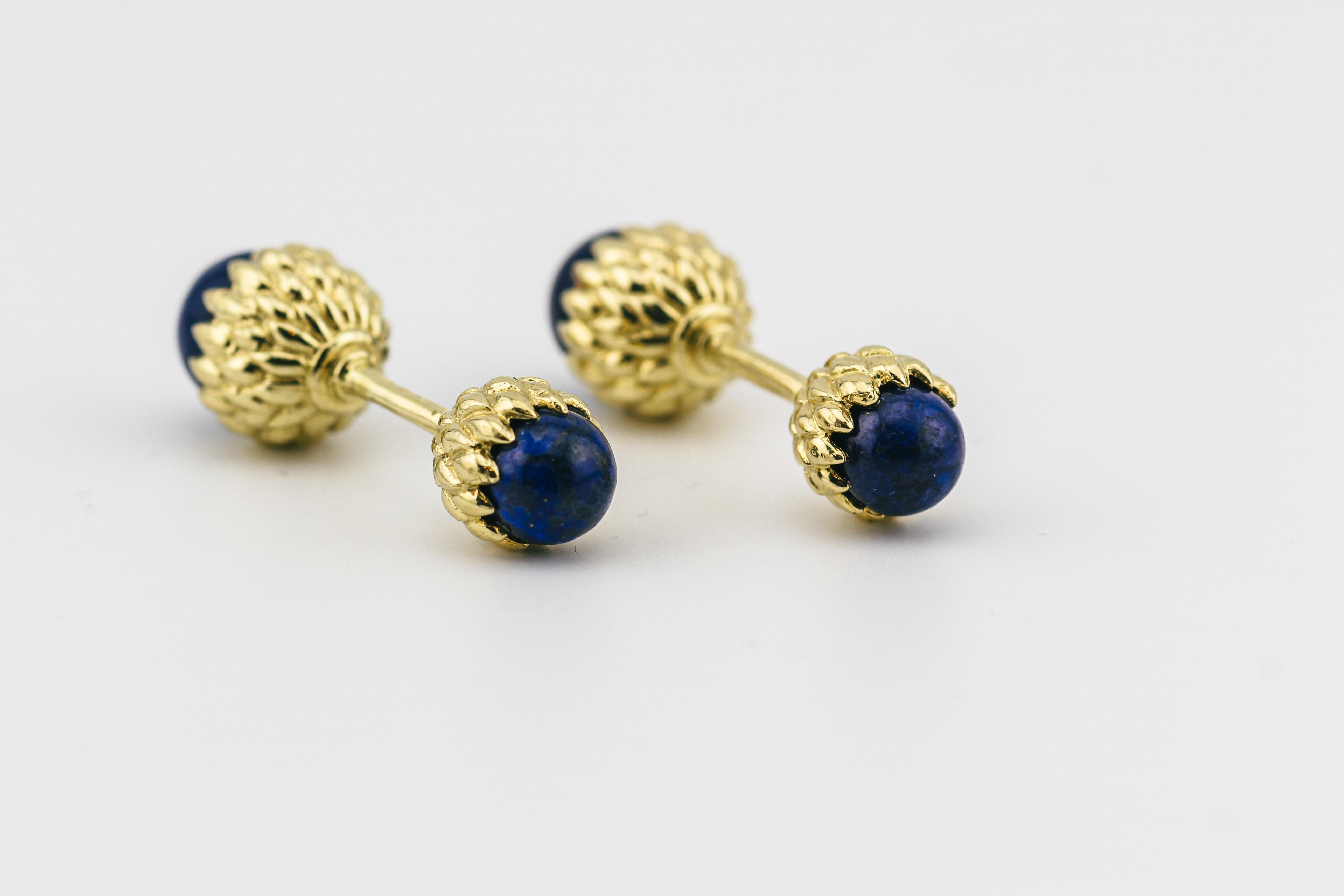 Men's Tiffany & Co. Schlumberger Lapis Lazuli 18K Yellow Gold Acorn Cufflinks