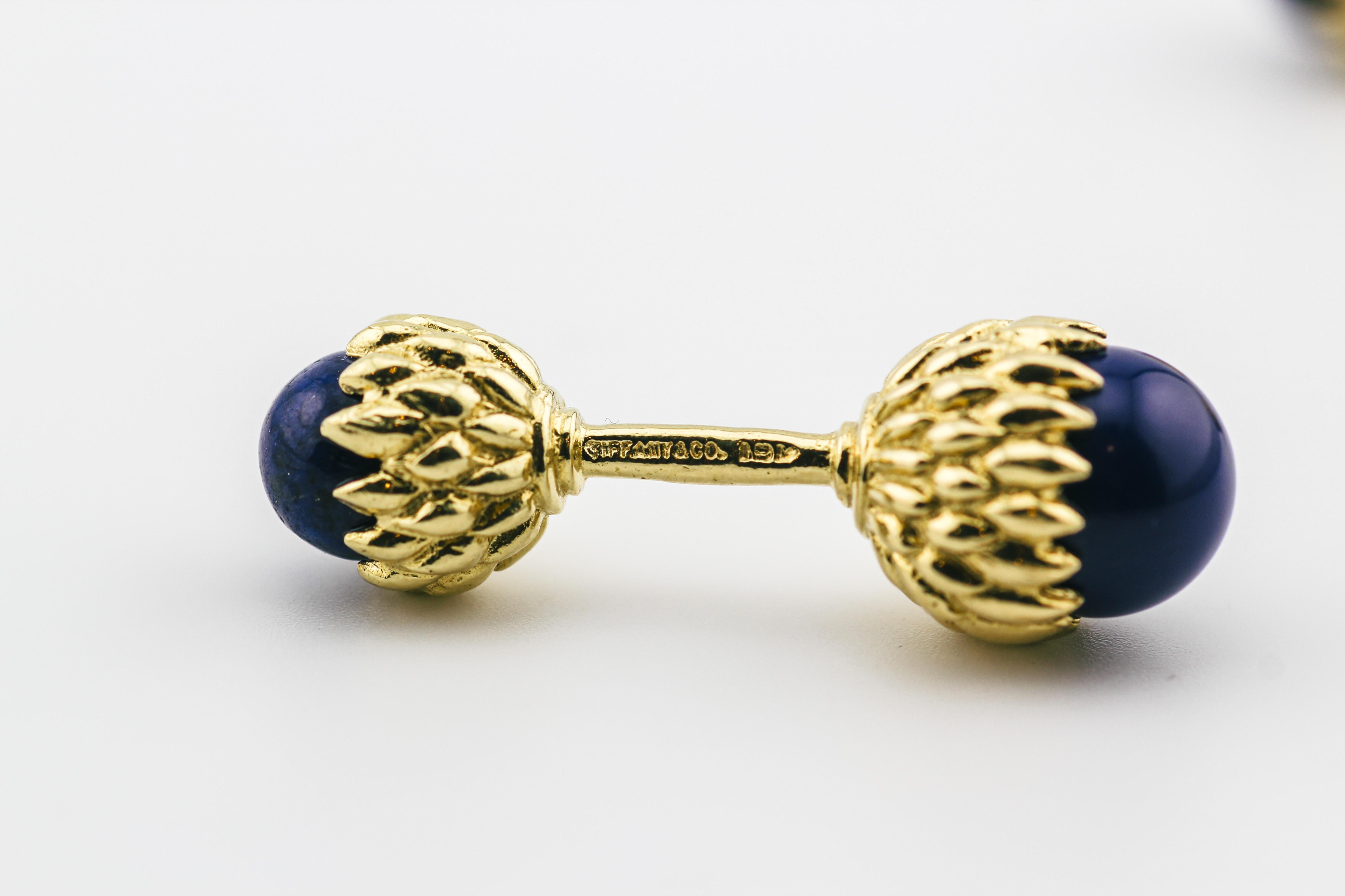 Tiffany & Co. Schlumberger Lapis Lazuli 18K Yellow Gold Acorn Cufflinks 1