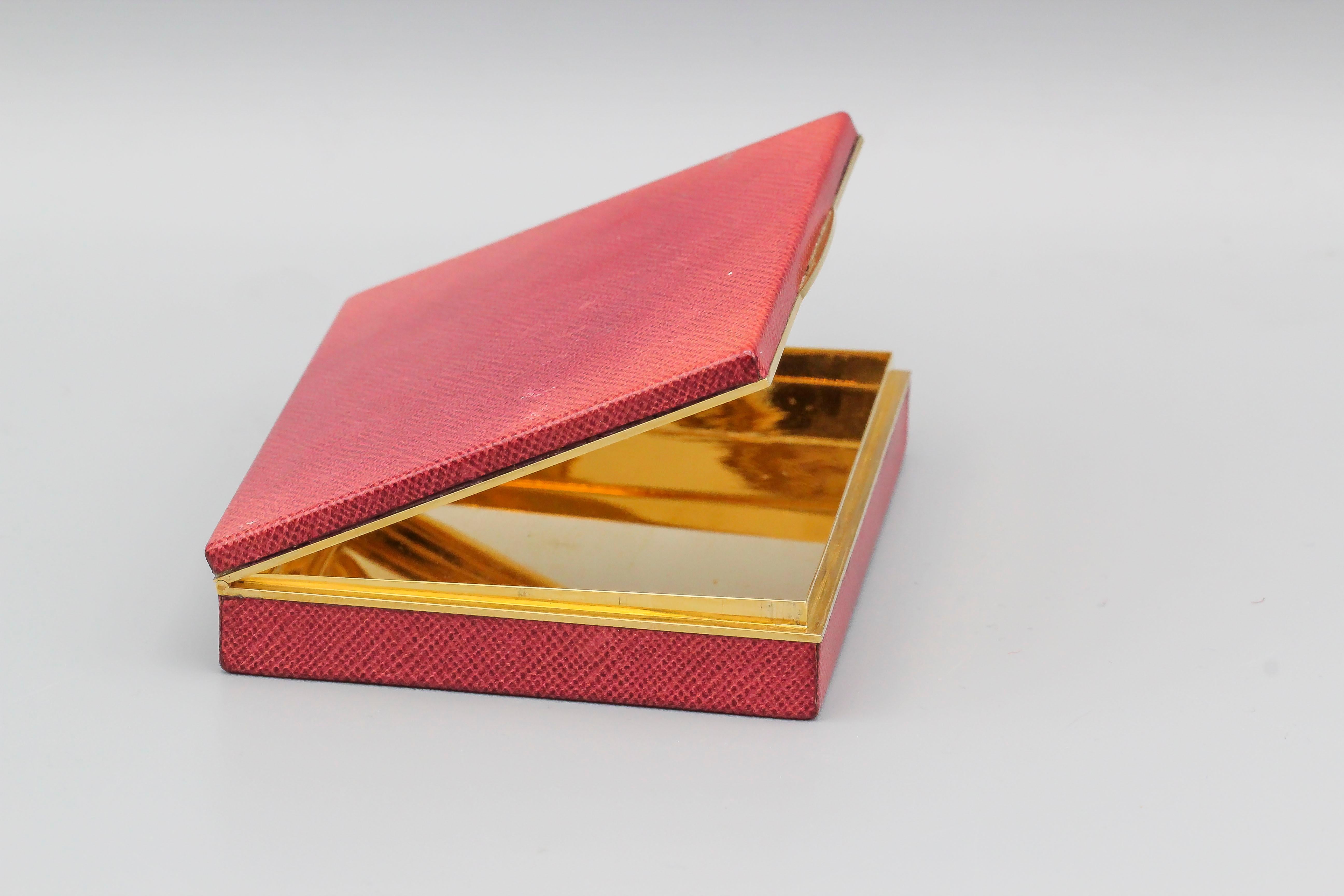 Tiffany & Co. Schlumberger Leather 18 Karat Yellow Gold Box In Good Condition In New York, NY