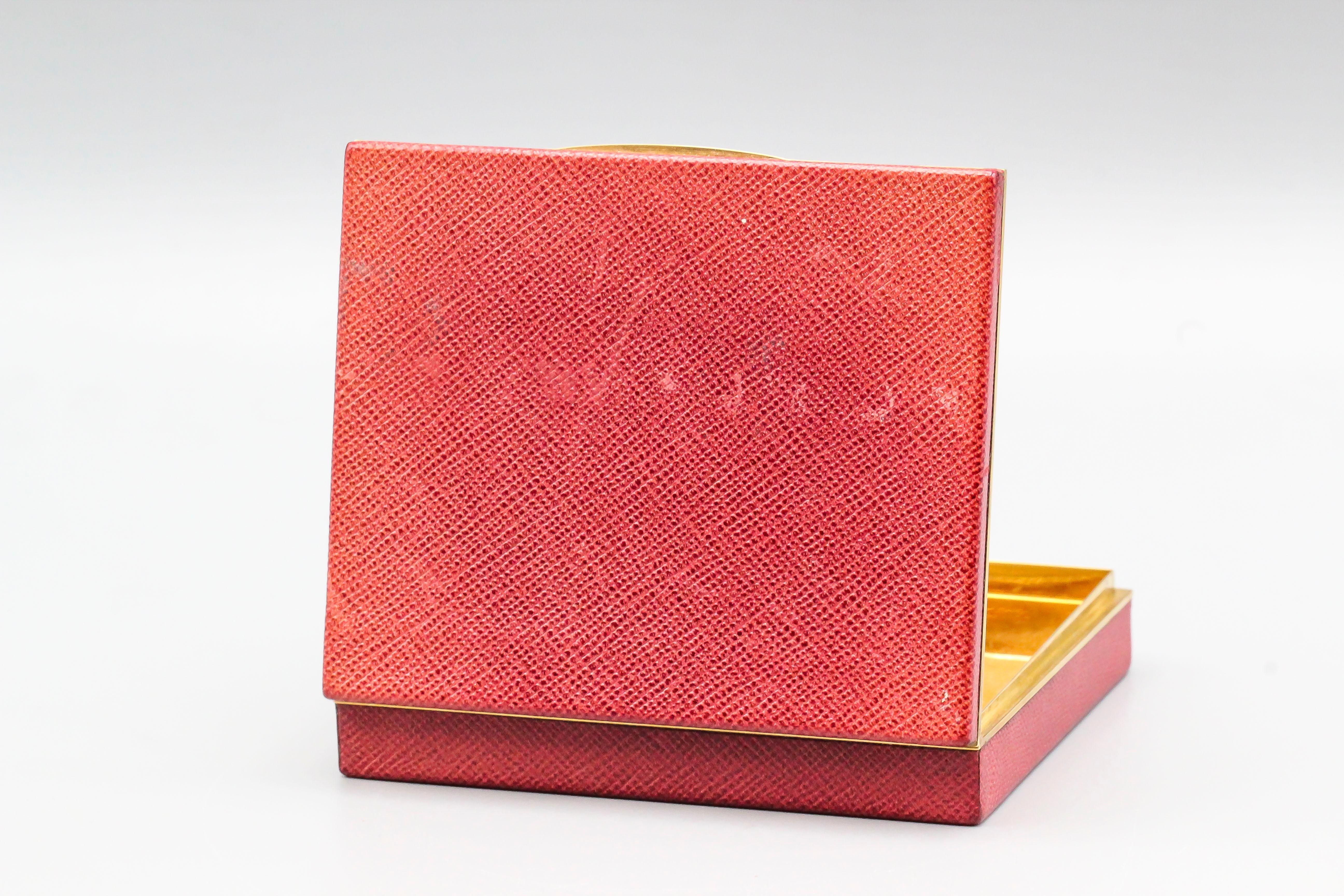 Women's or Men's Tiffany & Co. Schlumberger Leather 18 Karat Yellow Gold Box