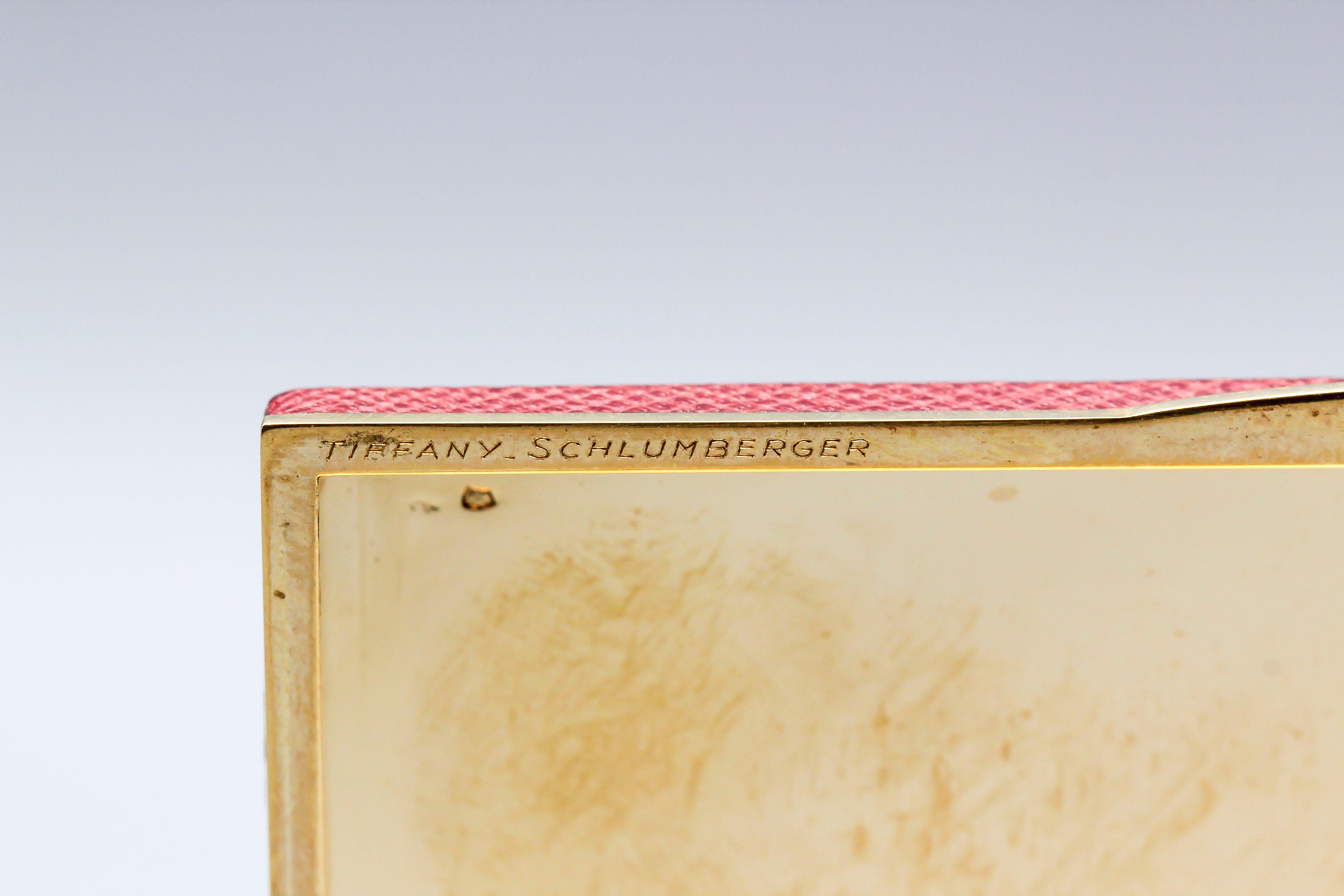 Tiffany & Co. Schlumberger Leather 18 Karat Yellow Gold Box 1