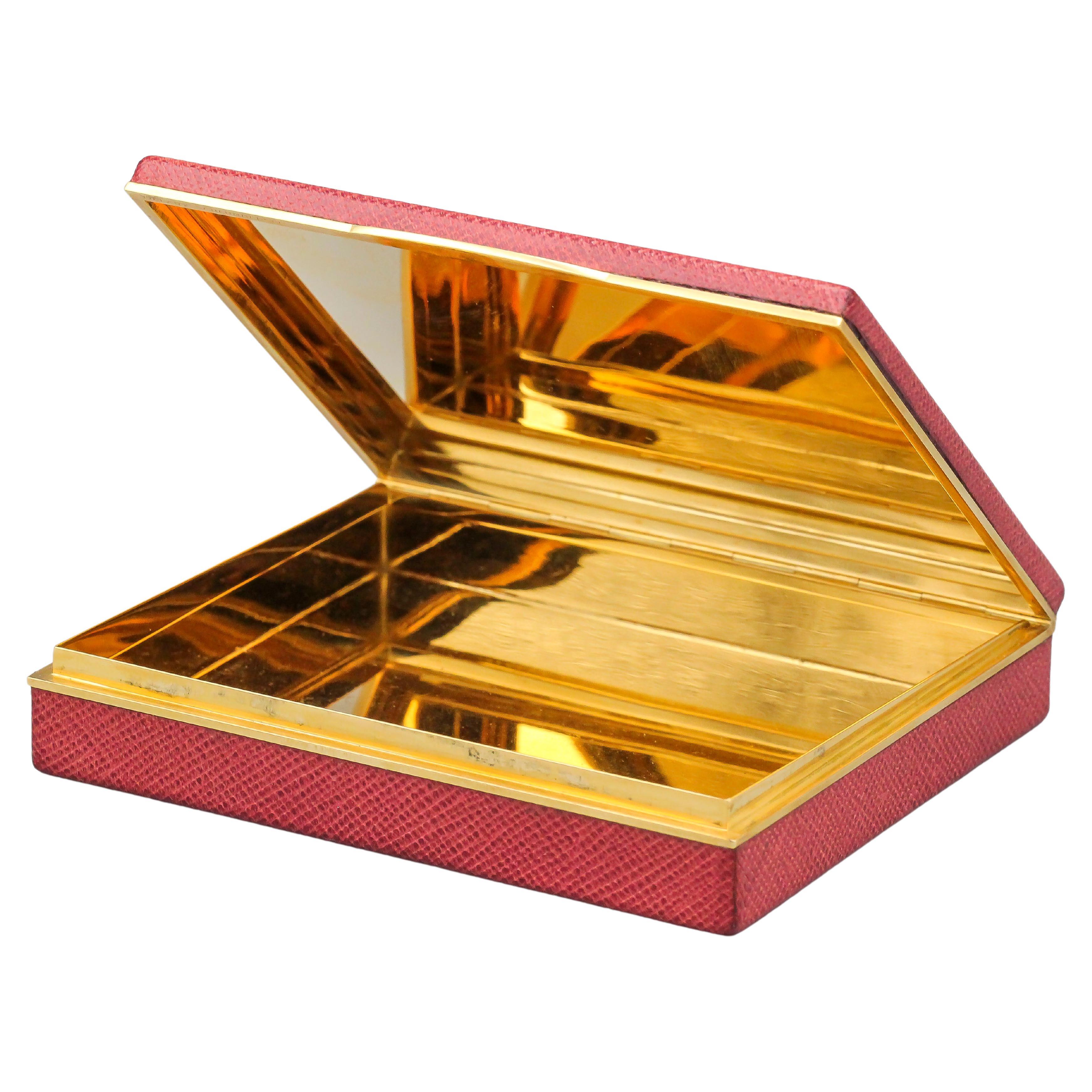 Tiffany & Co. Schlumberger Leather 18 Karat Yellow Gold Box