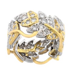 Tiffany & Co. Schlumberger Leaves Platinum 18 Karat Gold Band Ring