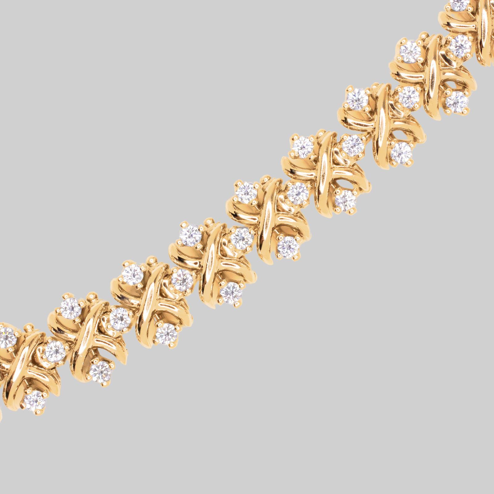 Tiffany & Co. Bracelet Schlumberger Lynn en or jaune 18 carats avec diamants de 3 carats Excellent état - En vente à Rome, IT