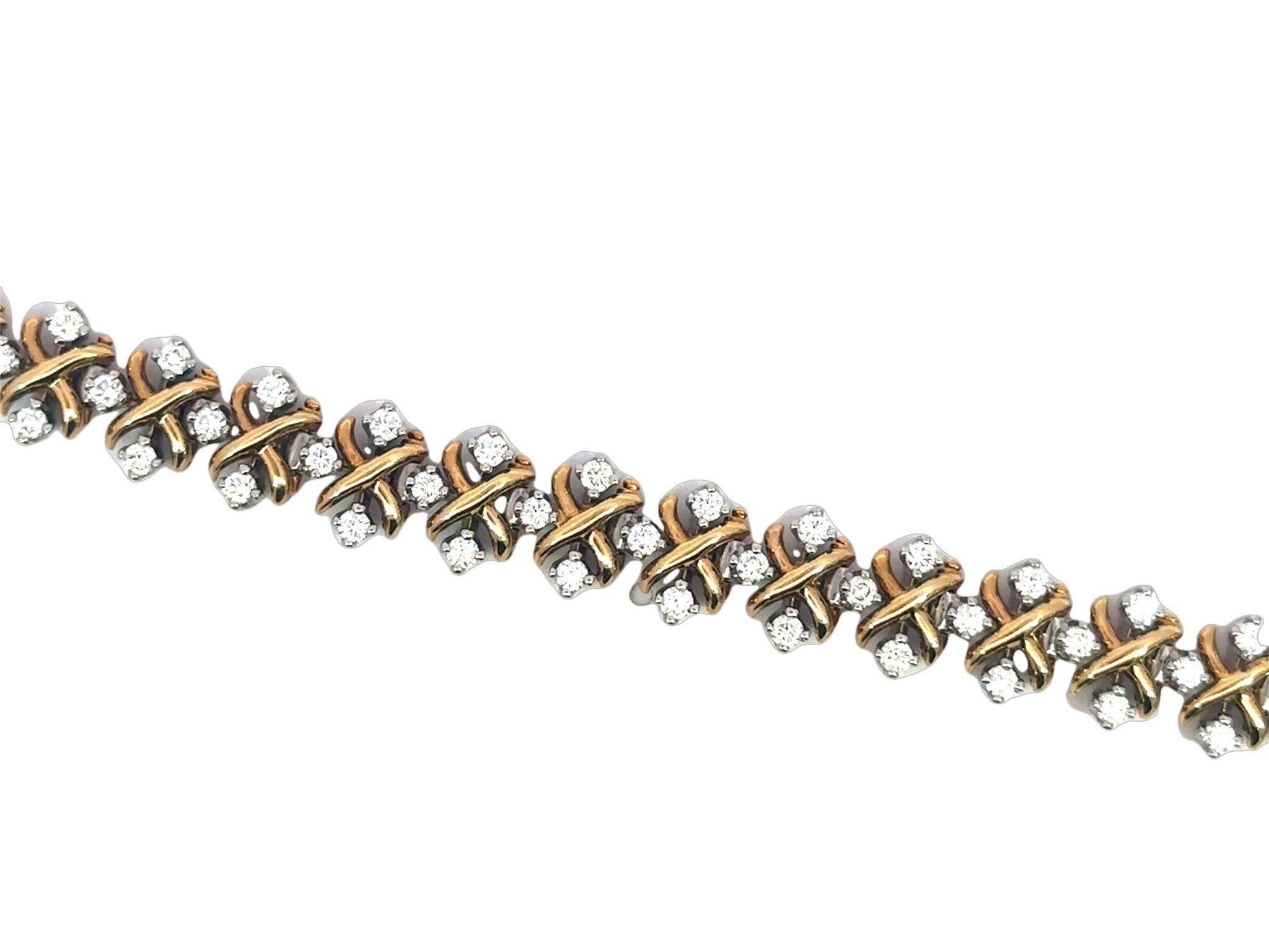 Modern Tiffany & Co. Schlumberger Lynn Diamond Bracelet 18k Yellow Gold/Platinum 3CTW For Sale