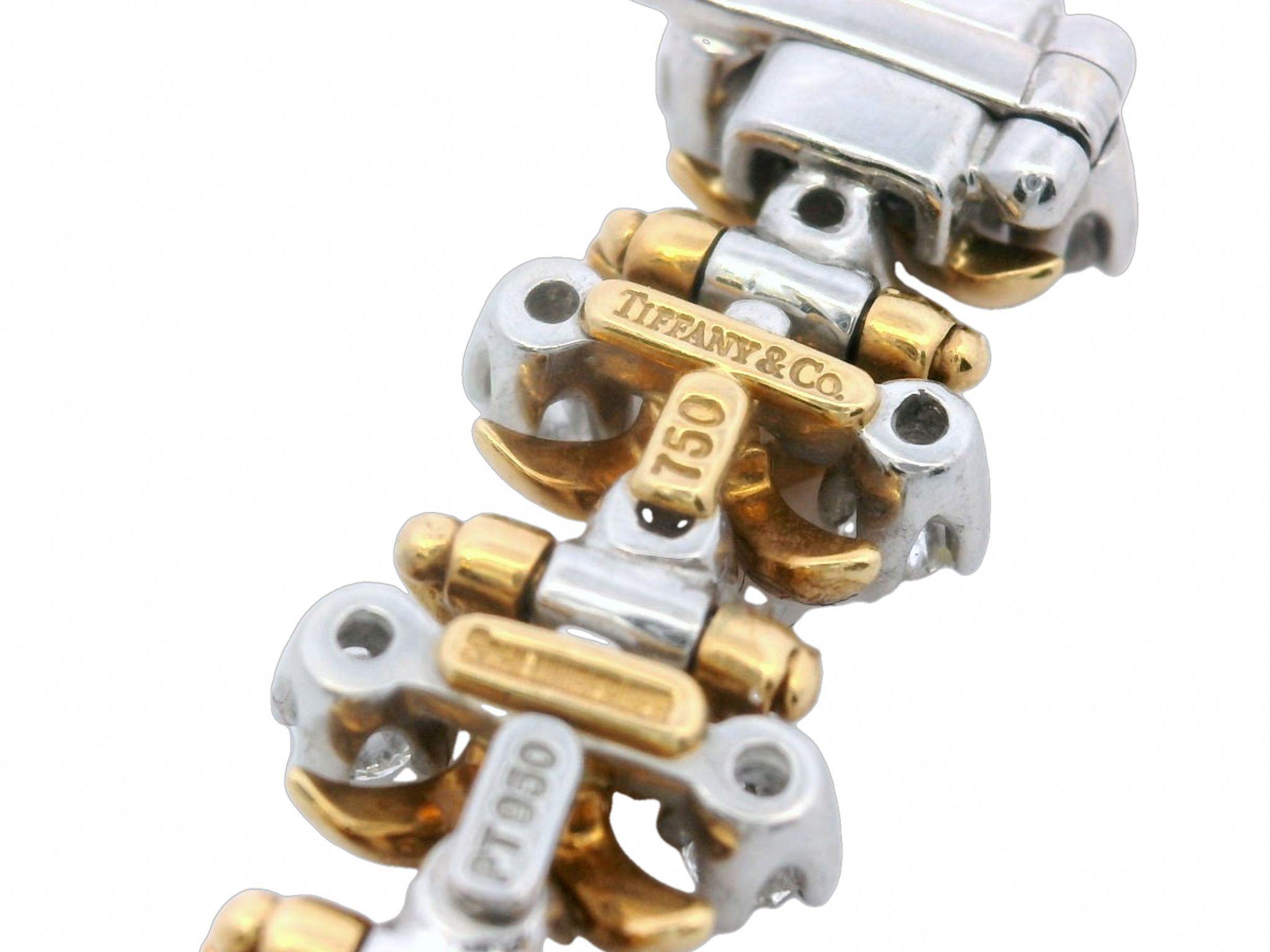 Tiffany & Co. Schlumberger Lynn Diamond Bracelet 18k Yellow Gold/Platinum 3CTW For Sale 2