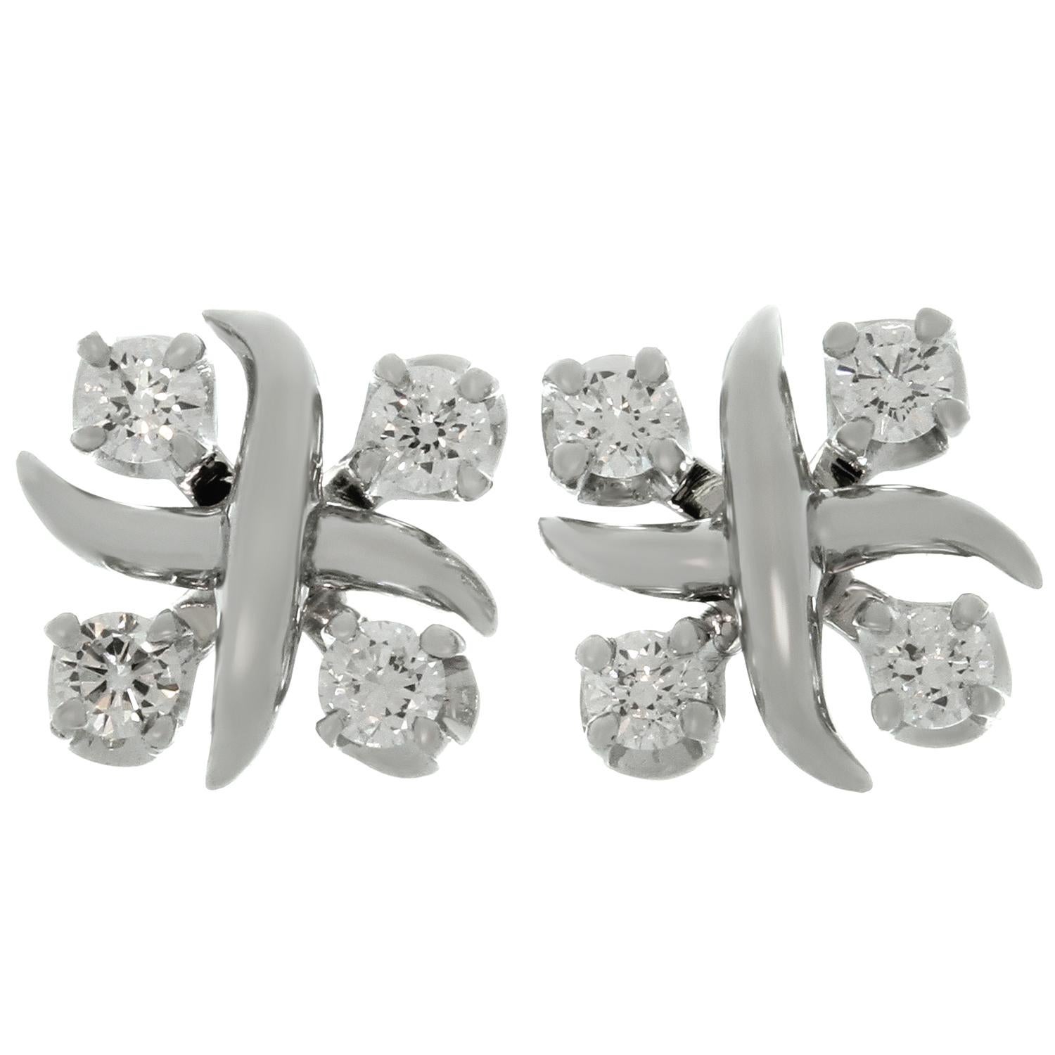 Tiffany & Co. Schlumberger Lynn Diamond Platinum Earrings