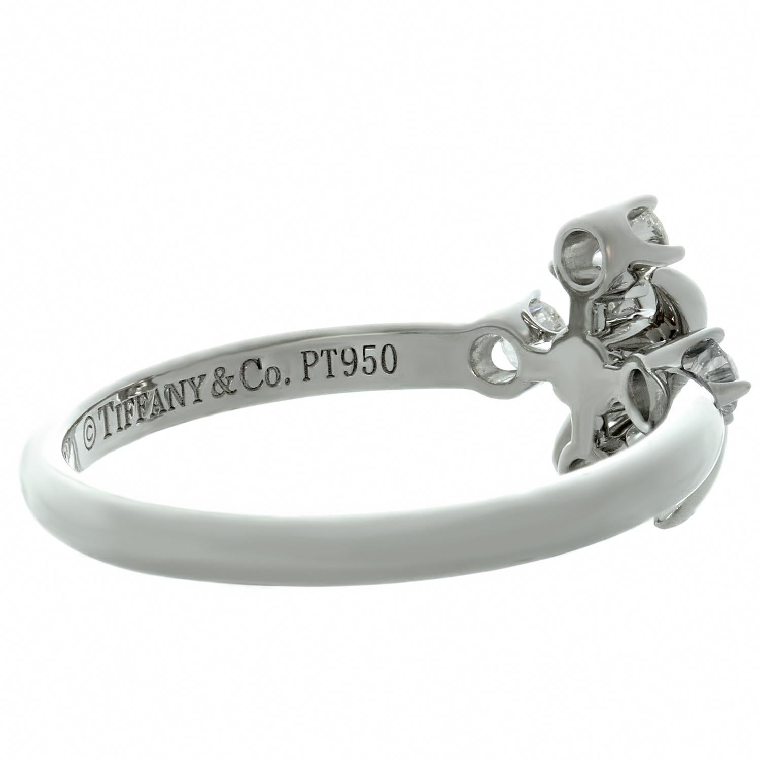 Tiffany & Co. Schlumberger Lynn Diamond Platinum Ring In Excellent Condition In New York, NY