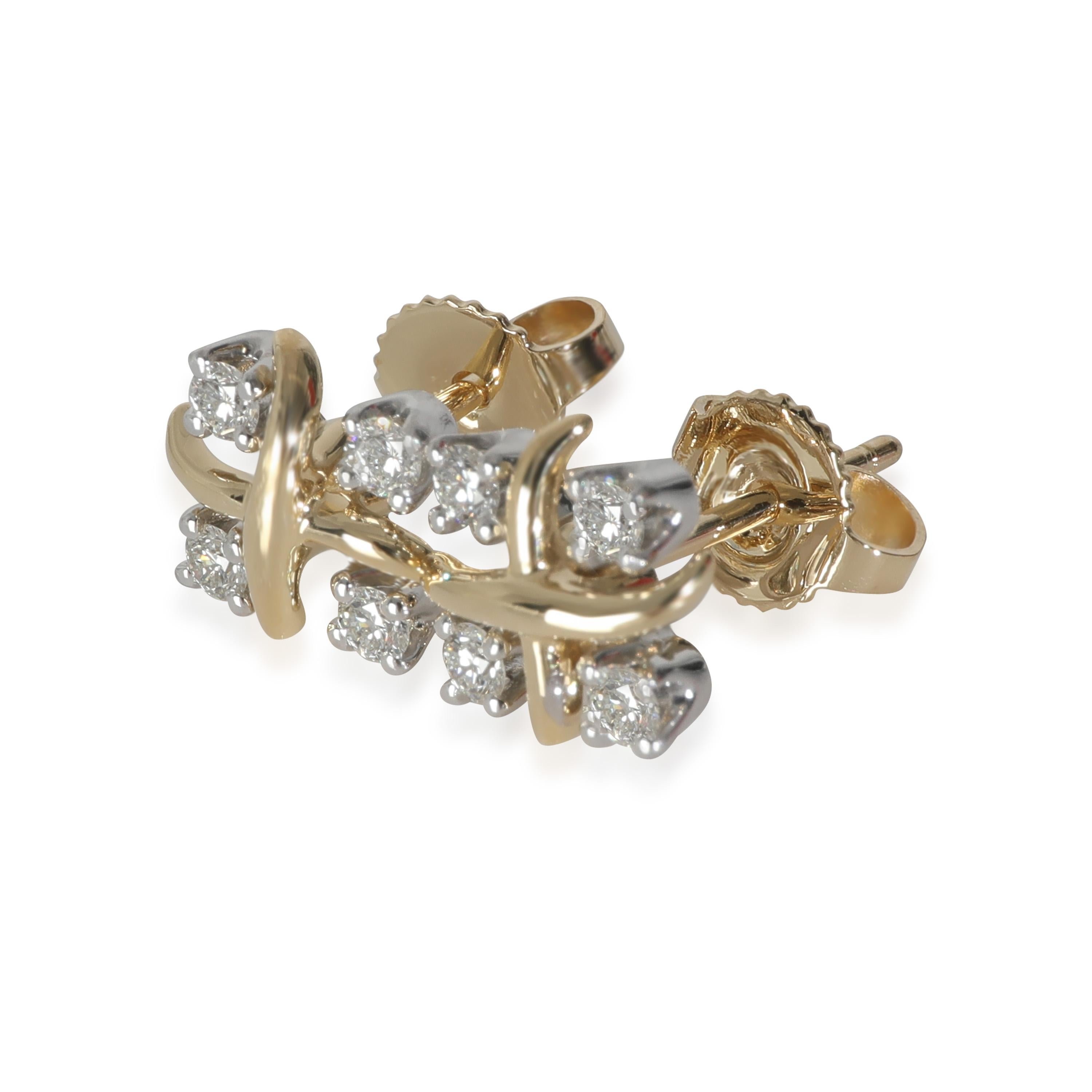 Tiffany & Co. Schlumberger Boucles d'oreilles Lynn en or jaune 18 carats/platine 0,28 CTW en vente 1