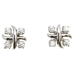 Tiffany & Co. Schlumberger Lynn Round Diamond and Platinum Stud Earrings