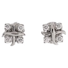 Tiffany & Co. Schlumberger Lynn Stud Earrings Platinum and Diamonds