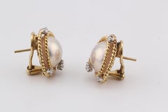 Tiffany & Co. Schlumberger Mabe Pearl Diamond 18k Gold Platinum Rope Earrings
