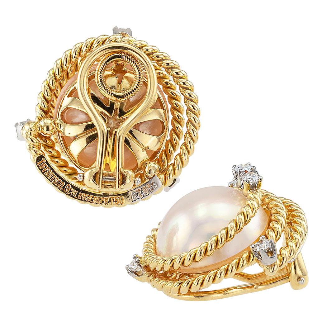 Women's Tiffany & Co. Schlumberger Mabe Pearl Diamond Ear Clips