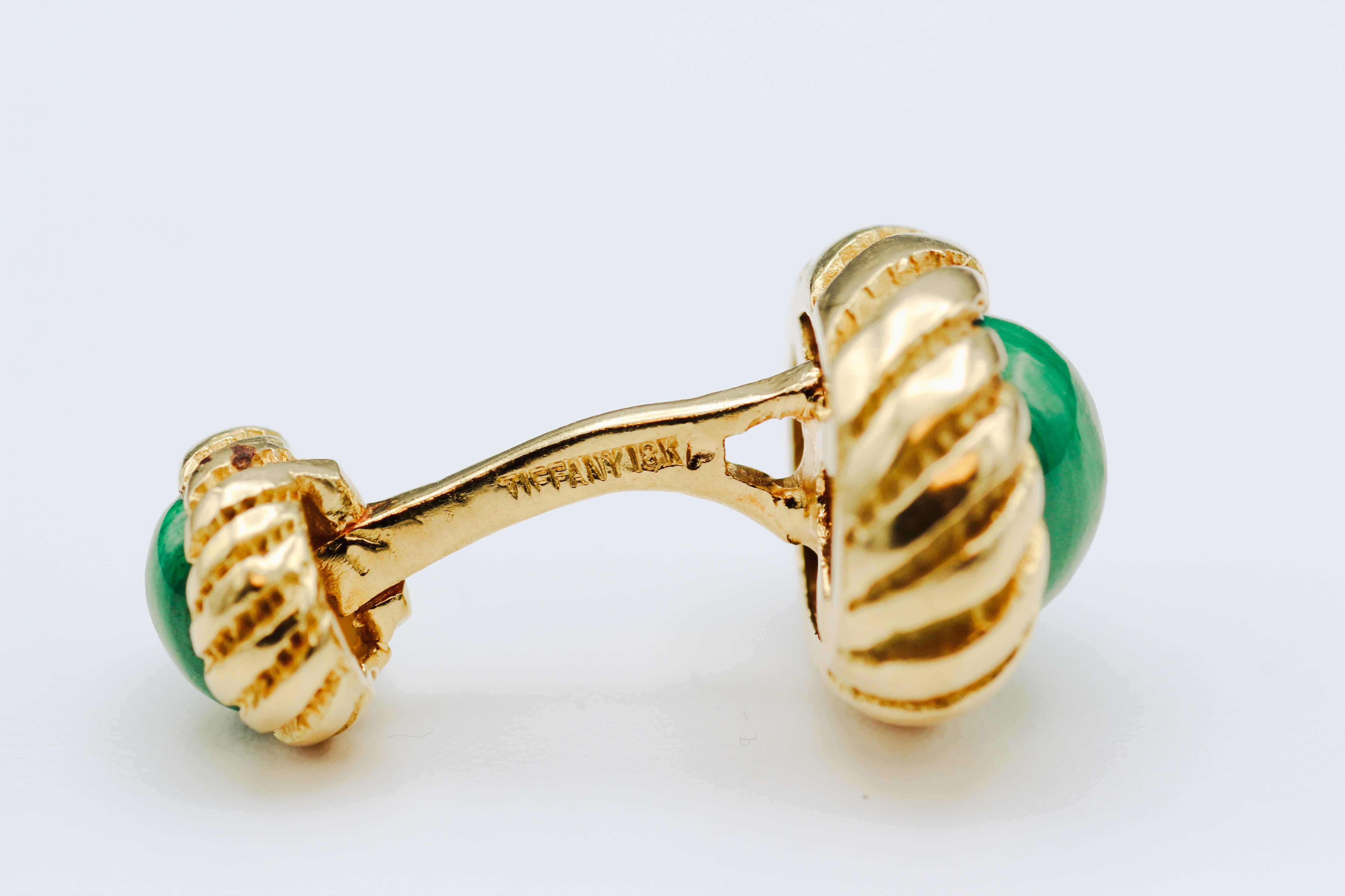 Men's Tiffany & Co. Schlumberger Malachite 18 Karat Gold Cufflinks For Sale