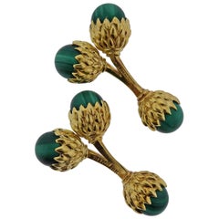 Tiffany & Co. Schlumberger Malachite Gold Acorn Cufflinks