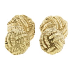 Tiffany & Co. Schlumberger Men's Solid 18k Yellow Gold Woven Knot Cufflinks