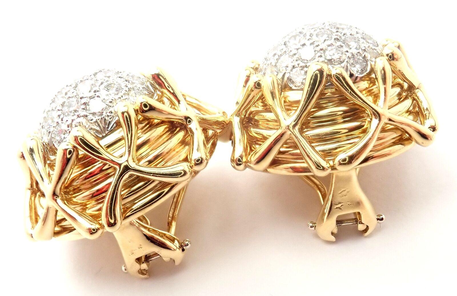 Ohrringe aus Gelbgold und Platin mit Diamanten von Tiffany & Co Schlumberger Multiplication im Angebot 5
