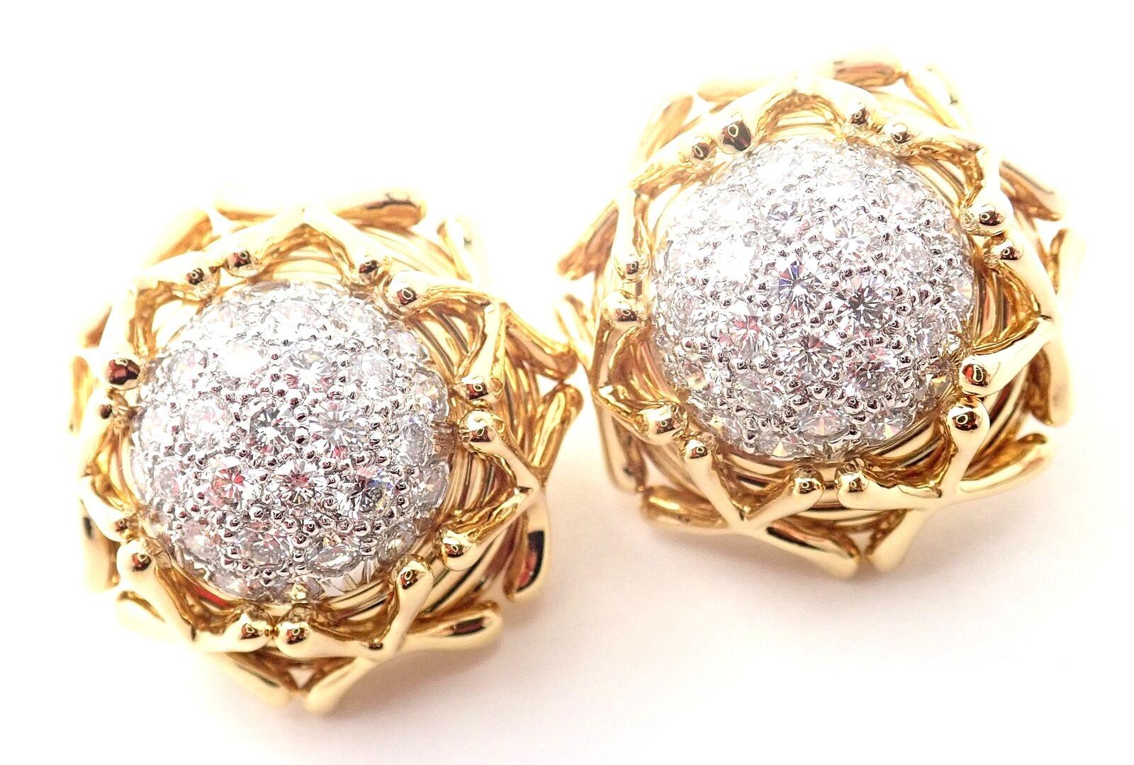 Ohrringe aus Gelbgold und Platin mit Diamanten von Tiffany & Co Schlumberger Multiplication (Brillantschliff) im Angebot